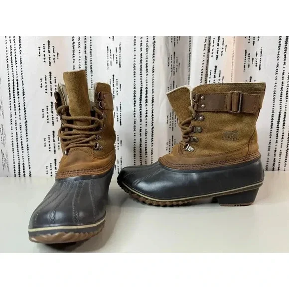 Sorel Women's Brown Leather Fancy Lace II Winter Snow Boots Size 10 Preppy Hike - Picture 12 of 15